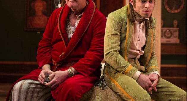 Paul Blackwell and James Smith in Volpone. Photo by Shane Reid